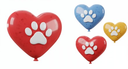 Heart balloons paw print design