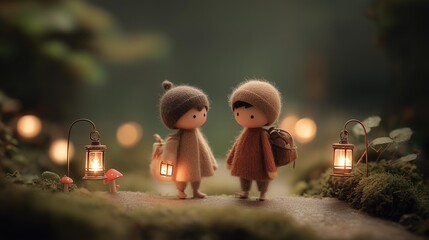 Whimsical Woodland Adventure with Felt Dolls