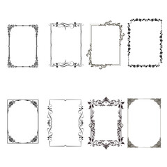 Decorative frames collection.set of decorative frames for invitations, packagings, stationary,and wedding design.Vinatge set of decorative frames.