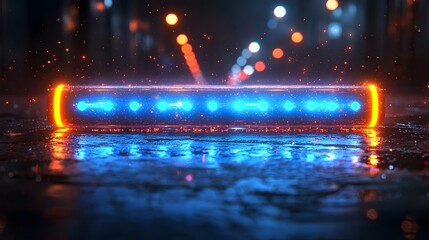 Vibrant neon progress bar with animated loading dots