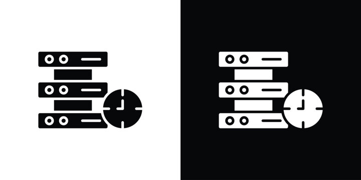 Real time data icon Flat Vector illustration. Simple black symbols