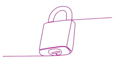 Purple padlock line art