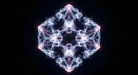 Abstract Symmetrical Light Pattern on Black Background for Technology and Science Visuals