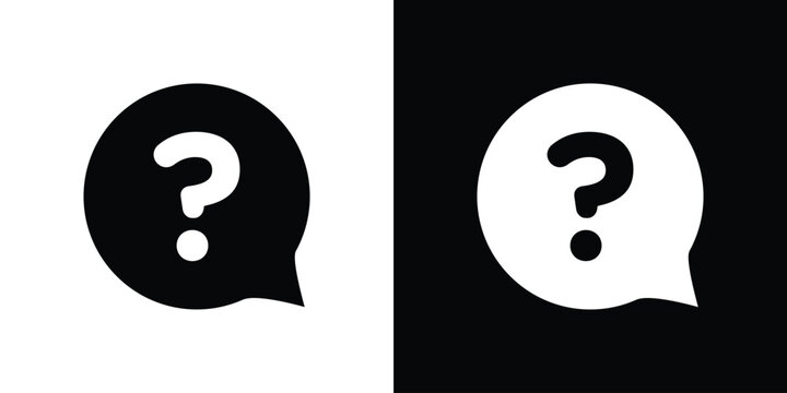 Question icon Flat Vector illustration. Simple black symbols