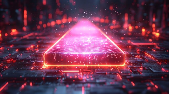 Vibrant neon holographic progress bar loading