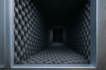 Soundproof air duct interior with foam lining used engineering and industry to reduce noise and improve acoustic performance ventilation systems