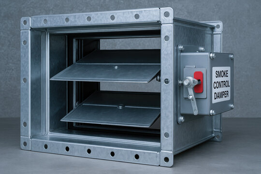Smoke control damper metal air duct used engineering and industry for ventilation and safety systems to regulate airflow and prevent smoke spread