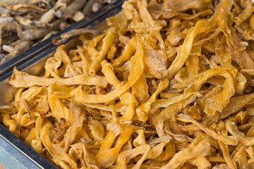 Traditional Dried Fish Intestines in Hong Kong Market