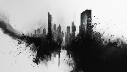 Obraz premium Urban Ink: A Monochromatic Cityscape