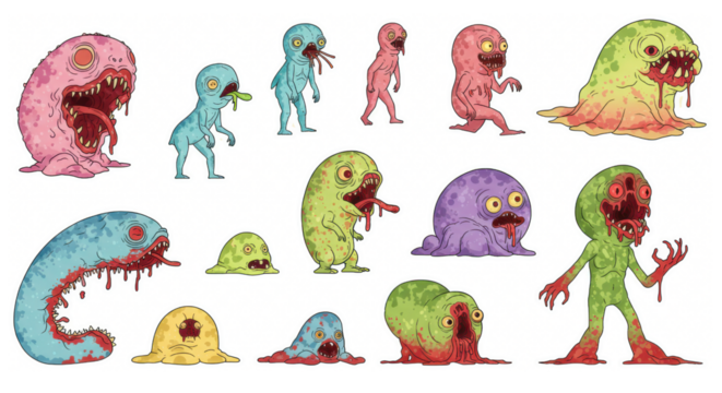 Cartoon Monster Sticker Collection