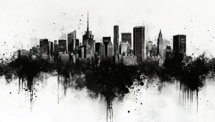 Obraz premium NYC Skyline Ink Splatter Art
