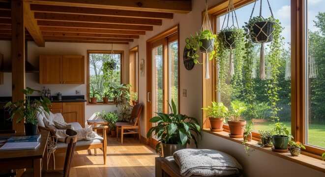 Cozy Home Interior, Natural Light, Relaxing Space - Powered by Adobe