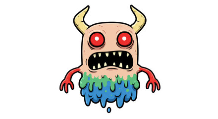 Colorful Dripping Cartoon Monster Character
