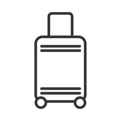 A luggage illustration vector with wheels for carrying.