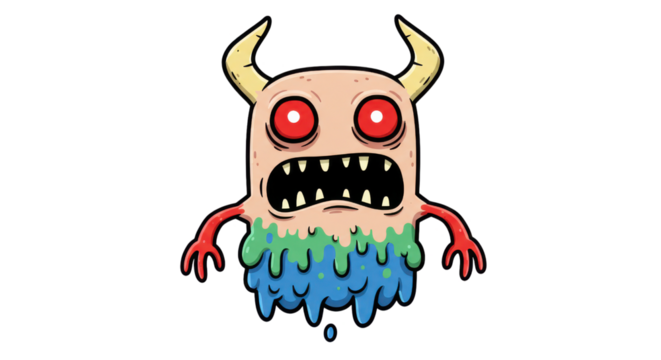 Colorful Dripping Cartoon Monster Character