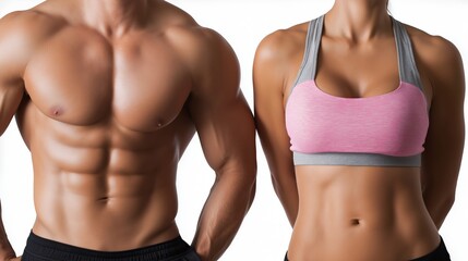 Fit caucasian male and female showcasing toned muscular physiques