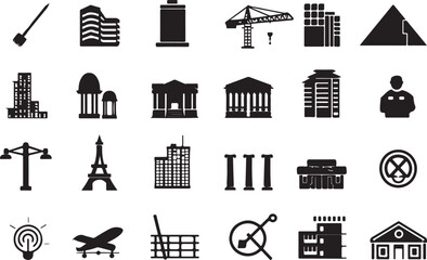 Construction equipments bundle icon set 