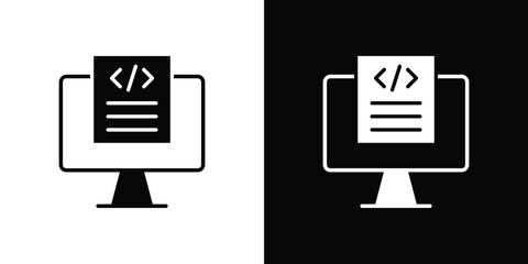 Front end icon Flat Vector illustration. Simple black symbols