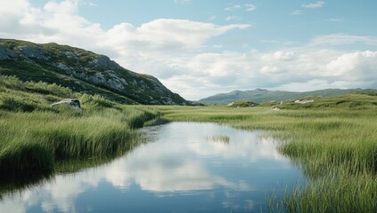 Serene Mountain Lake Reflection Landscape