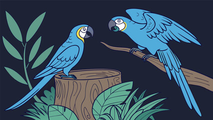 Blue Macaws in the Jungle