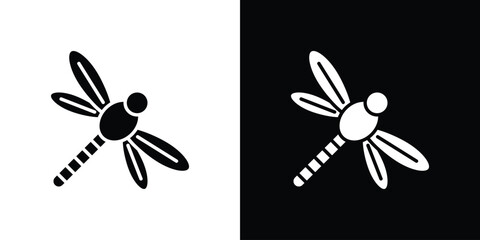Dragon fly icon Flat Vector illustration. Simple black symbols