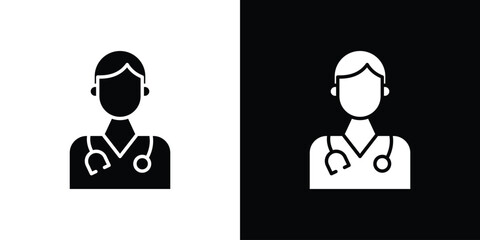 Doctor icon Flat Vector illustration. Simple black symbols