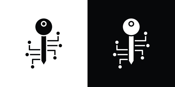Digital key icon Flat Vector illustration. Simple black symbols