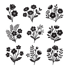 Floral Bouquets and Elements Silhouettes