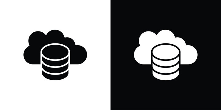 Cloud server icon Flat Vector illustration. Simple black symbols