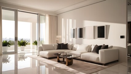 High dynamic range hdr photography showcasing elegant exterior details of modern luxury house with warm interior lights and lush landscaping captured at twilight, living room