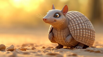 Obraz premium Cute armadillo in the sunshine