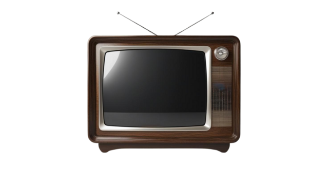 Vintage Retro Television Isolated on Transparent Background