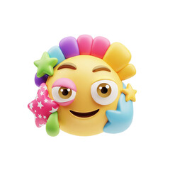Obraz premium Whimsical Emoji Portrait with Pastel Accents and Playful Star Adornments