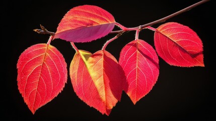 Fototapeta premium Beautiful Autumn Leaves Displayed in Nature, Close-Up Photography, Vibrant Colors, Tranquil Environment