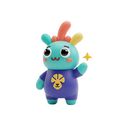 Fototapeta premium Whimsical 3D Render of a Playful Creature Holding a Glowing Star