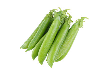 Heap, pile of fresh green pea pods with natural texture, isolated on white, transparent background. Healty food, organic, legume plant, harvest, raw vegetables, food ingredient. Close up, macro