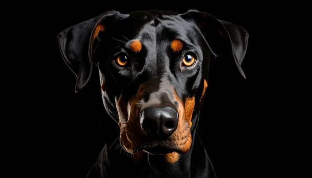 Close-up portrait of a Doberman