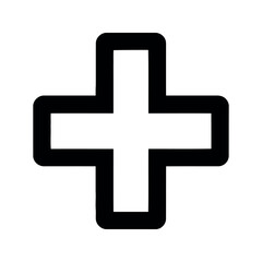 Obraz premium Black Plus Sign Symbol with Rounded Corners on White Background