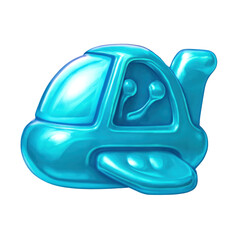 3D Translucent Airplane Icon in Turquoise with a Transparent Background
