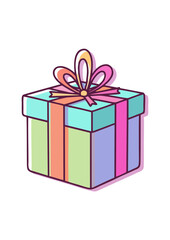 Obraz premium Gift box with colorful ribbons, festive present, surprise