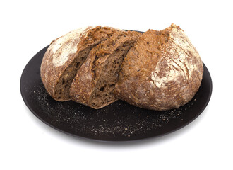 Sourdough leavened round malt bread with various seeds