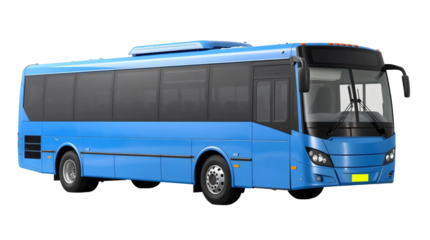 Blue bus isolated on transparent background