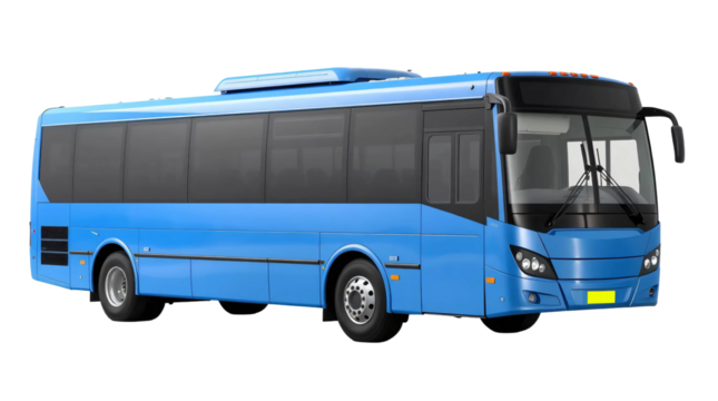 Blue bus isolated on transparent background