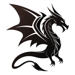 Majestic black dragon illustration with spiked wings and fierce gaze a symbol of power and mythical fantasy