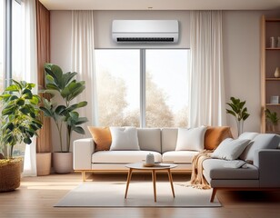 wall mounted air conditioner in a stylish bright living room