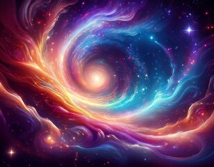 ethereal galactic swirl in a starry universe