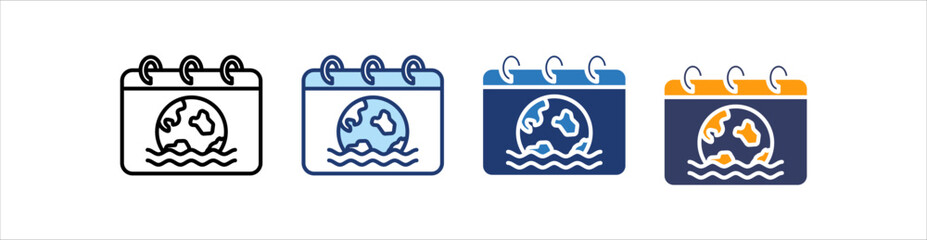 World Oceans Day Icon Set Multiple Style Collection