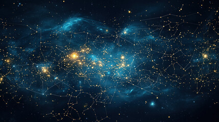 a celestial map with all twelve zodiac constellations highlighted in starlight and ethereal glow