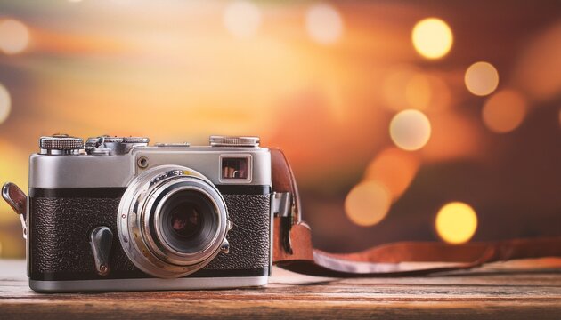 timeless capture vintage camera on a retro backdrop - Powered by Adobe