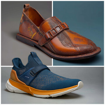 Old Peshawari chappal placed beside a modern sneaker cultural vs modern concept